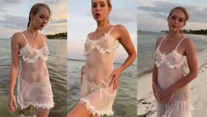 Caroline Zalog Playa Desnuda Mojada Ver A Través Del Video De Solo Fans